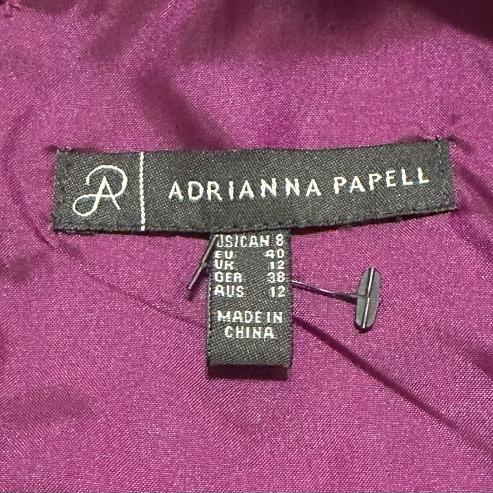 Adrianna Papell Embellished Satin Fit & Flare Dress Size 8 - Rich Plum - Picture 5 of 5